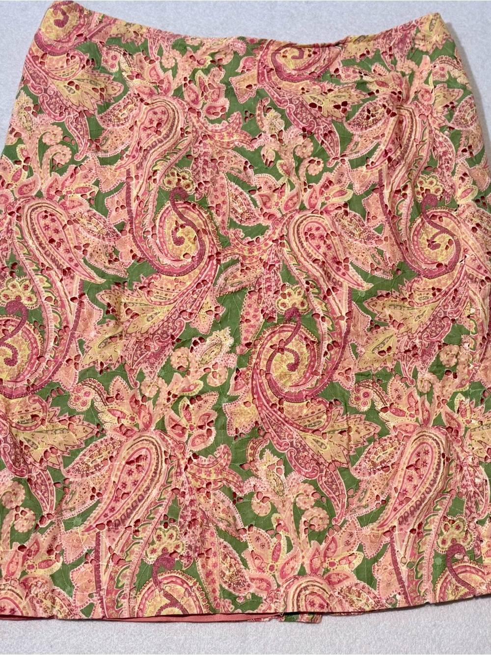 Cynthia Steffe Pencil Skirt Paisley Pink & Green Size 8